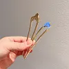6PCS Elegant U Shape Oil Drip Metallic Hairpin