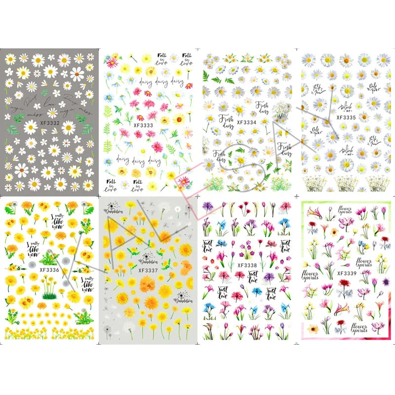 Nail Art Stickers Green Nature Manicure Nails Design Decal Back Glue Decoration Plant Leaf Nail Art Decals Sticker Decor