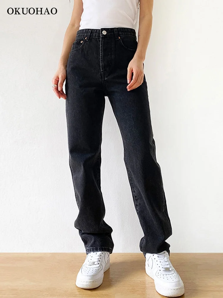 Graduation Gifts  Black Jeans Woman High Waist 2022 New Streetwear Baggy Mom Jeans Vintage Denim Trousers Female Washed Casual Fashion Y2k Pants