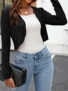 Chic Textured Open Front Cardigan - Elegant Long Sleeve Crop Top, Perfect for Spring & Fall - Fashion-Forward Women's Outerwear