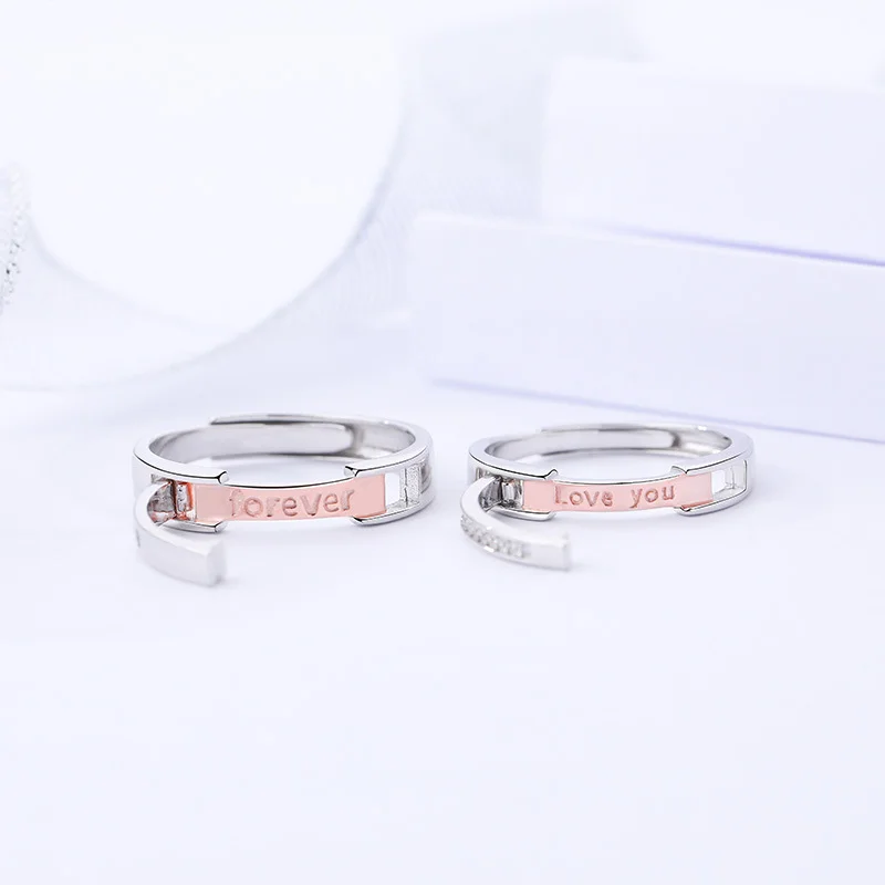 S925 sterling silver couple ring (opening adjustable)