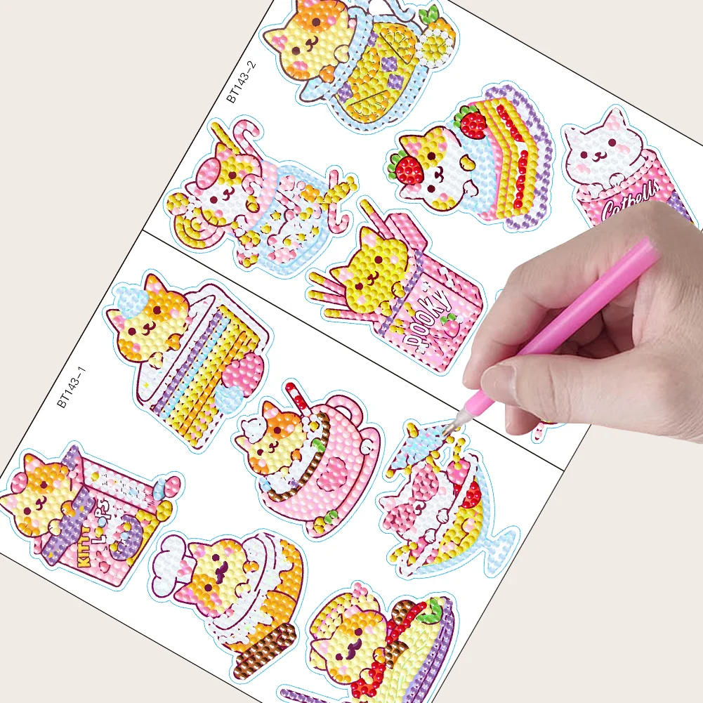 Diamonds Painting Sticker DIY Art Cartoon Cat Paster Home Decor