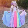 Kid baby Girls Dress New Long Sleeve Striped Mesh Gauze Party Dress