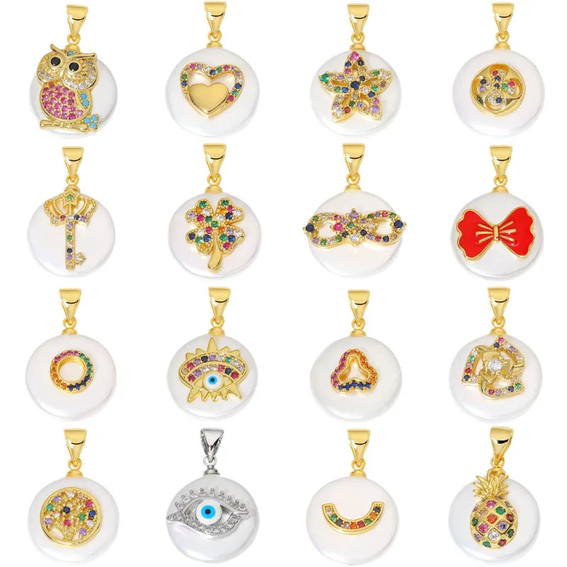 1 Piece 15.3*19.2mm Copper Zircon Heart Shape Eye Crab Pendant Jewelry Accessories