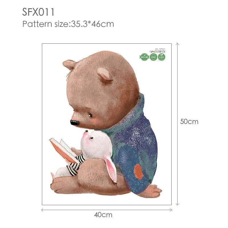 30*40cm Wall Stickers Home Decor Living Room Two Cute Rabbits Removable Home Living Room Decoration Mural Bunny Stickers