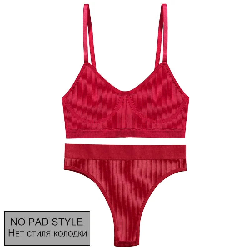 FINETOO Women Seamless Bra Set Bra Top + Pantys Brassiere Fitness Underwear Lingerie Women's Swimwear Push Up Sexy Tank Top Girl