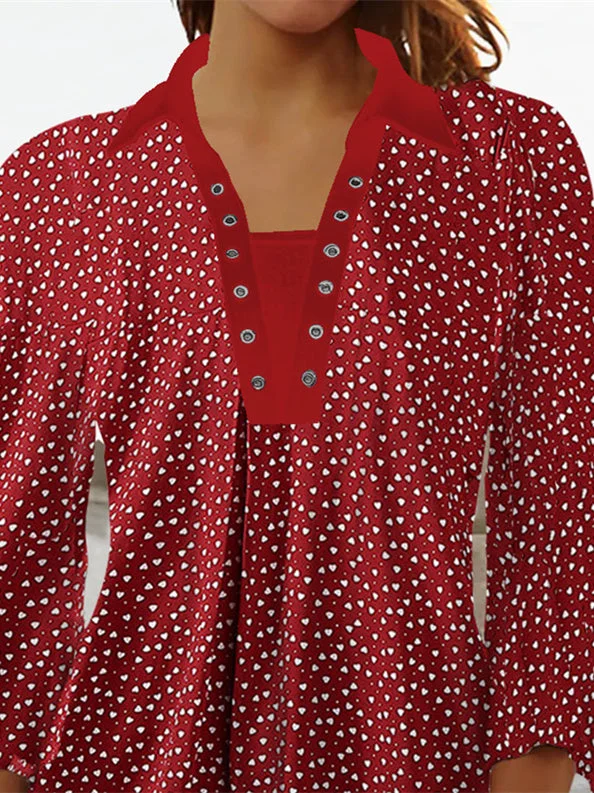 Women Half Sleeve V-neck Solid Color Dress