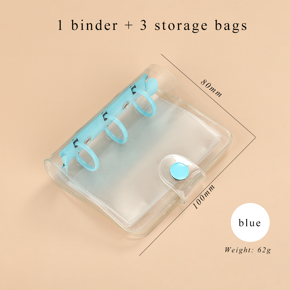 JOURNALSAY Mini Transparent Cartoon Portable Kawaii ​Journal 3 Hole Binder