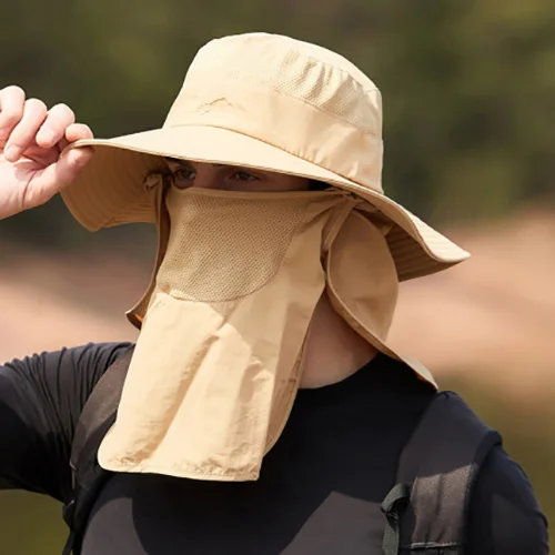 Outdoor Climbing Fishing Men's Fisherman Sun Hat With Face Cover