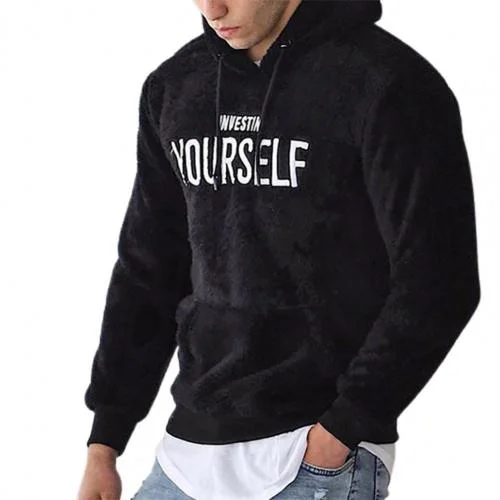 Aonga Casual Men Hoodie Letters Embroidery Warm Pullover Plus Size Men Long Sleeve Pockets Hooded Sweatshirt Sudaderas Con Capucha