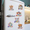 6Pcs Acrylic Animals Birthday Diamond Painting Fridge Stickers for Whiteboards