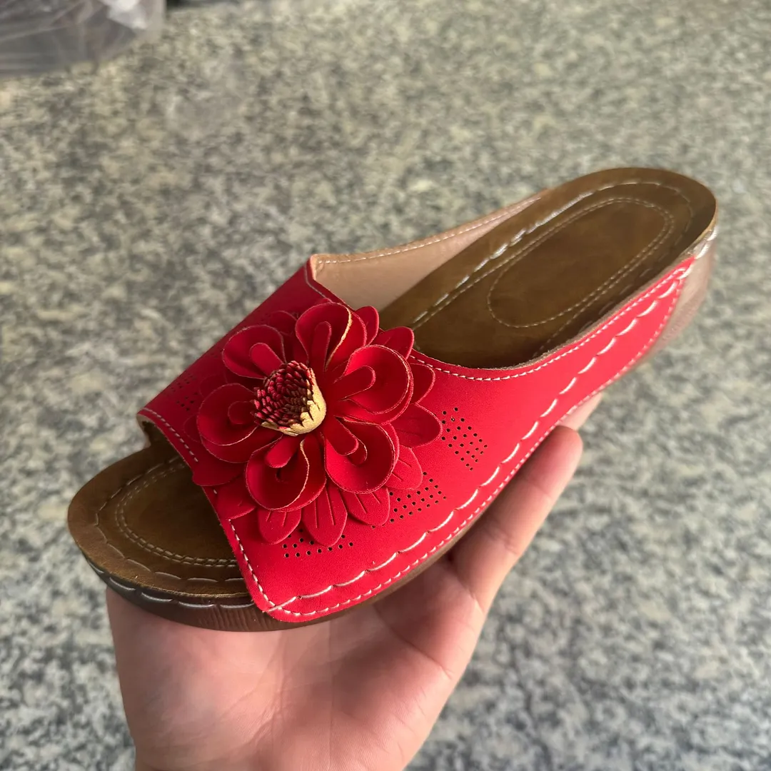 Breakj Breakj Summer New Large-Size Lady Thick-Soled Sandals Help Flowers Decorated With Ultra-Light Polyurethane Soles