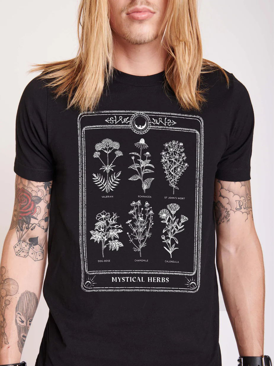 Unisex Mystic Herbal Print Casual T-Shirt / TECHWEAR CLUB / Techwear