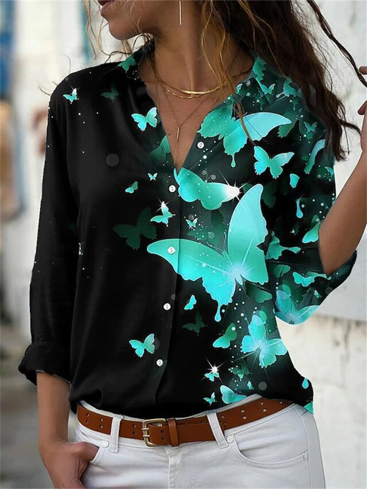 Glitter Butterflies Art Graphic Blouse