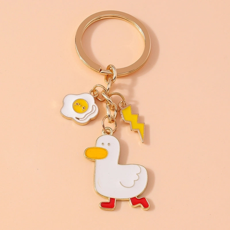 Cartoon Style Sweet Rainbow Bear Duck Alloy Keychain