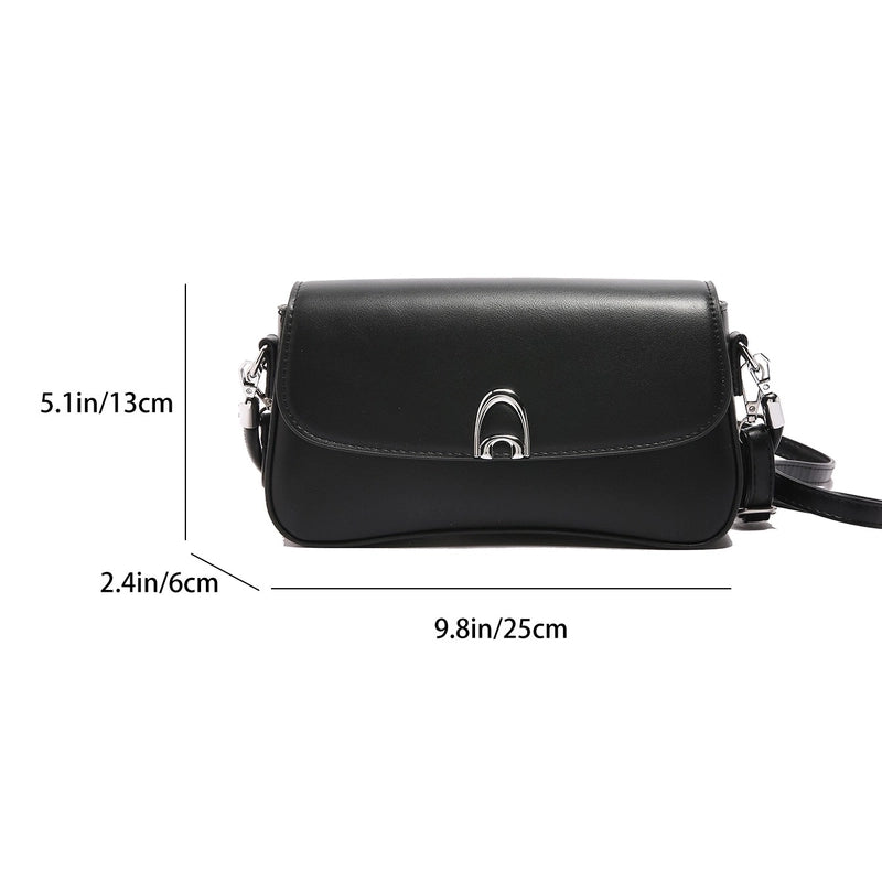 Women’s Medium Pu Leather Solid Color Classic Style Sewing Thread Square Flip Cover Underarm Bag