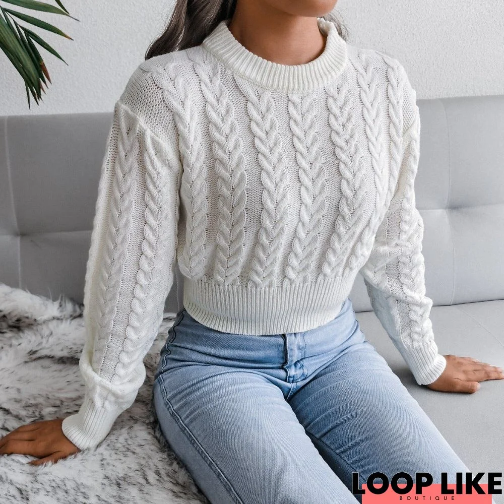 Twist Waist Knitted Navel-Exposed Sweater