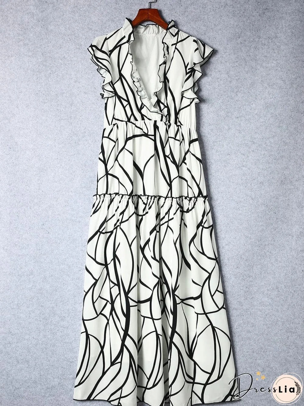 Elegant Abstract Print Maxi Dress