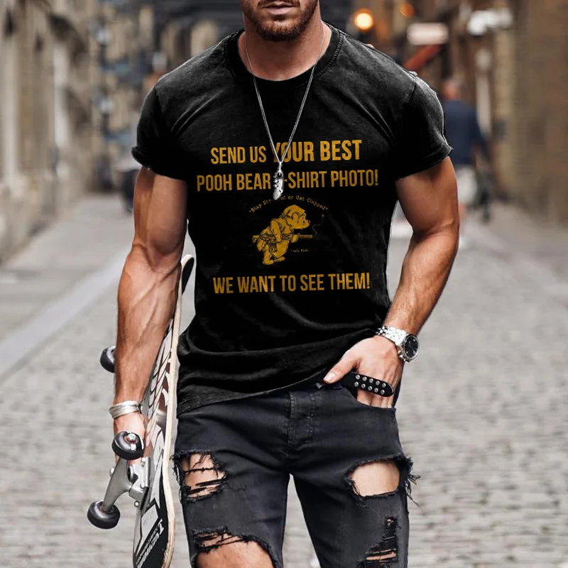 Men'S  Funny Pooh Bear Short Sleeve T Shirt