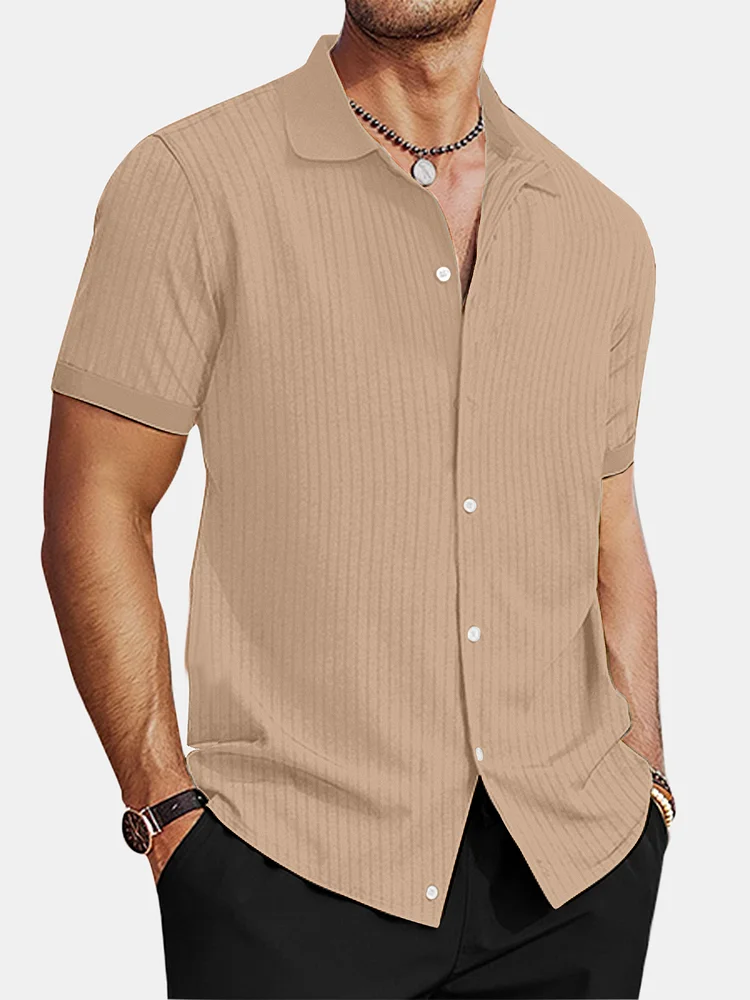 Men's Summer Comfortable Solid Color Pit Short-sleeved Shirt