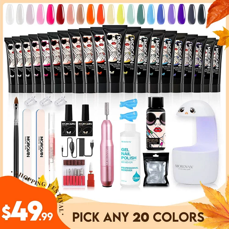 Free Choice 20 From 120+ Colors 15ml Poly Nail Gel Professional Kit