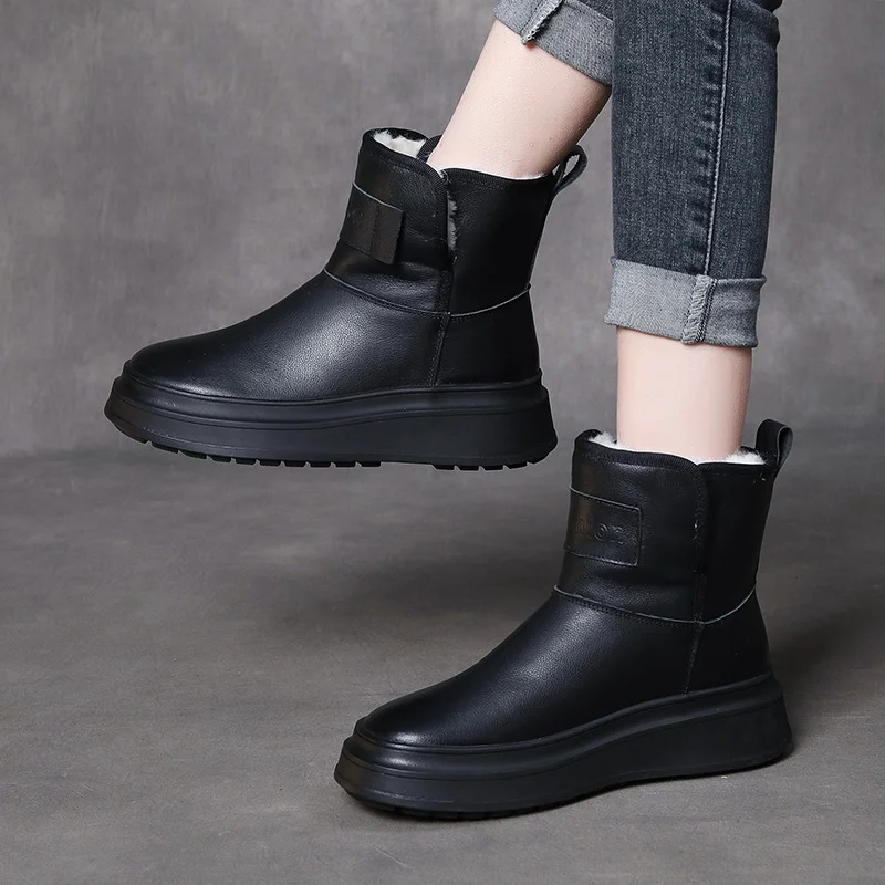 Yyvonne Fur Integrated Layer Of Cowhair Cotton Shoes Snow Boots Winter Warm Leather Boots Thick Bottom Increase