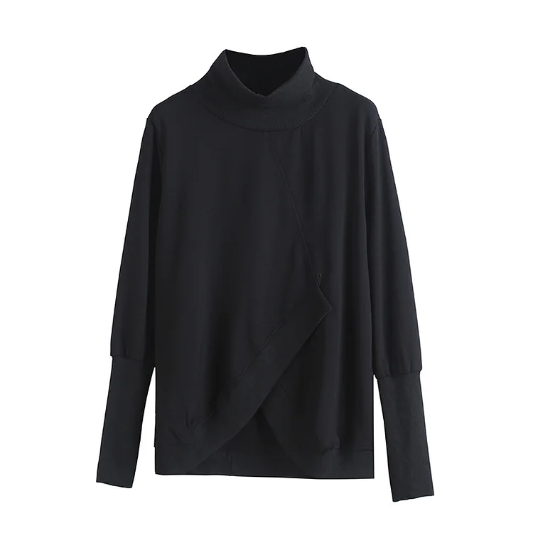 Dark Style Solid Color Long Sleeve T-Shirt - yankia