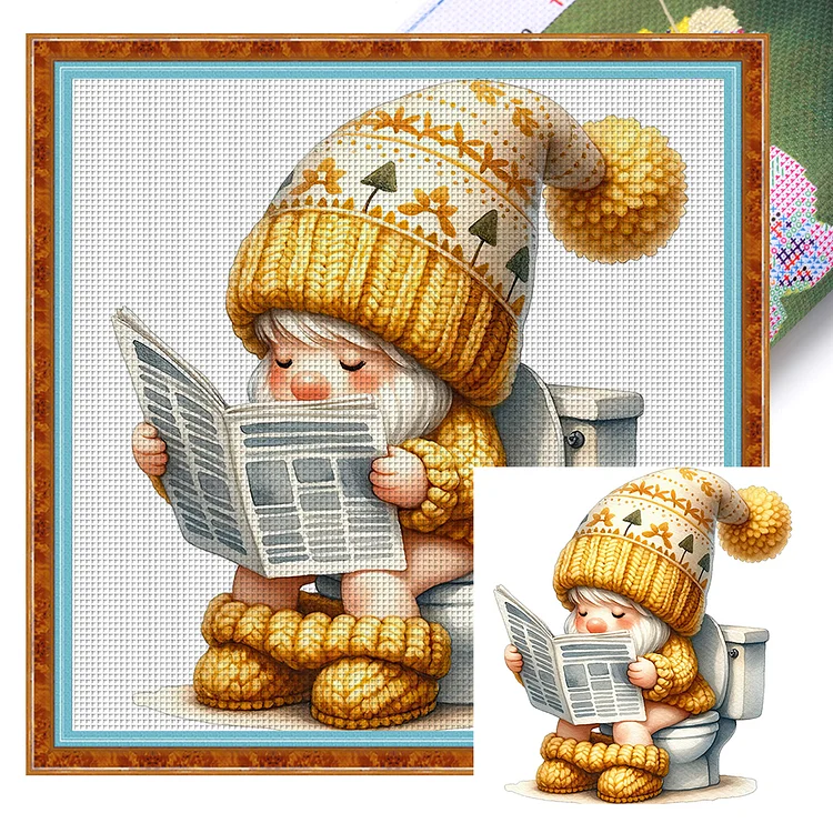 Goblin Goes To The Toilet - Printed Cross Stitch 18CT 25*25CM