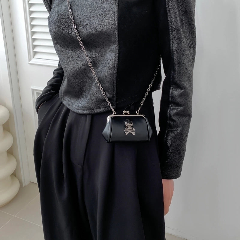 Halloween Women’s Small Pu Leather Cross Skull Streetwear Buckle Crossbody Bag