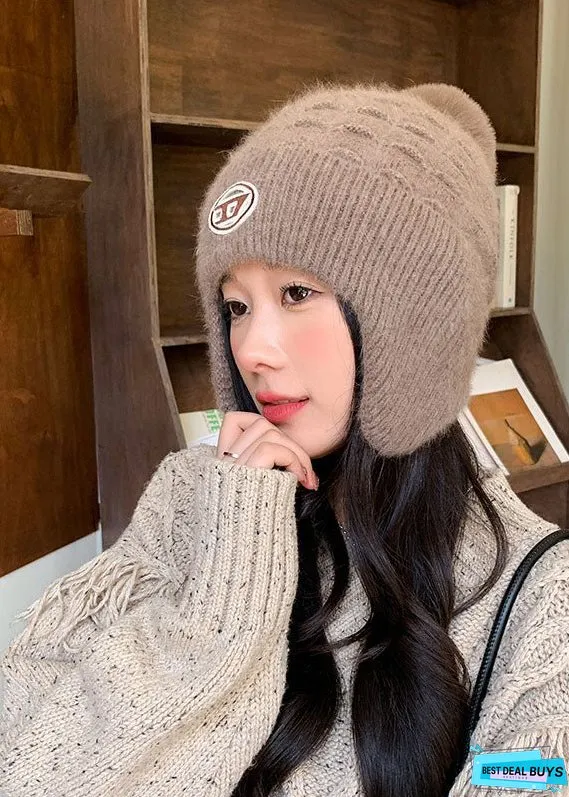Unique Black Warm Knitted Cotton Bonnie Hat