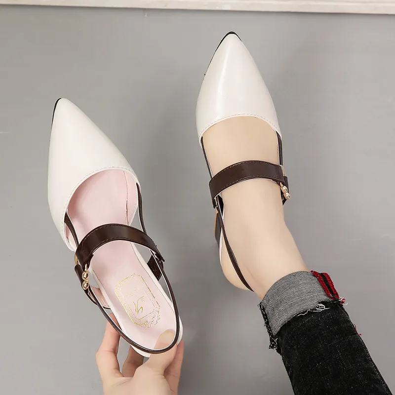 Breakj Breakj Spring And Summer New Single-Shoe Women's Sharp Head Thick-Heeled Women's Shoes Heeled High Heels Hollow Women's Sandals