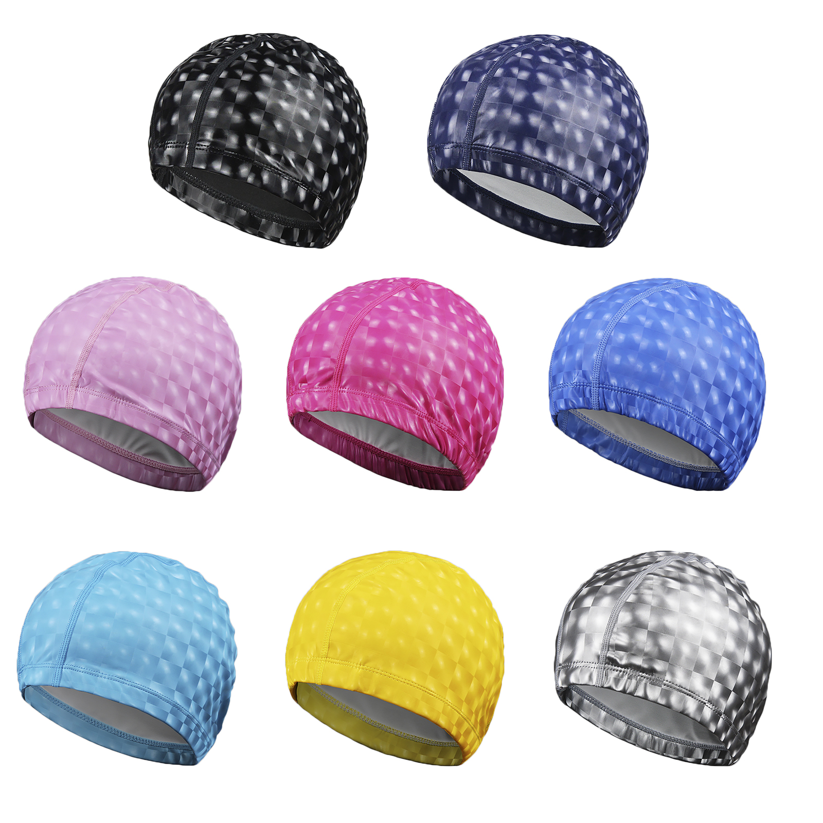 

PU Coated Swimming Cap Waterproof Solid Color Cloth Swim Cap for Men Women, Light powder, 501 Original