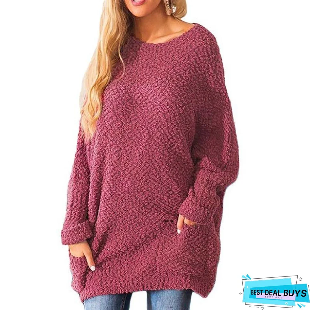 Casual Long Sleeve Pocket Sweater