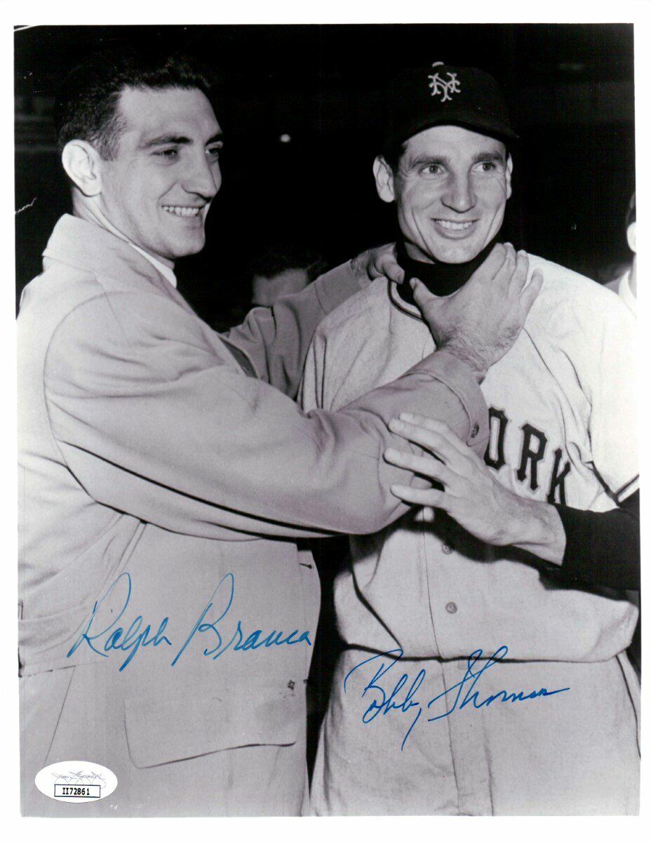 Ralph Branca Bobby Thomson Signed Autographed 8X10 Photo Poster painting Famous Shot JSA II72861