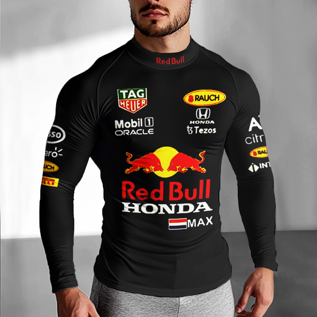 Unisex Racing Print Slim Fit Compression Long Sleeve T-Shirt / TECHWEAR CLUB / Techwear