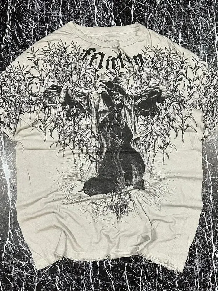 2000s Skull Print Oversized Gothic T-shirt