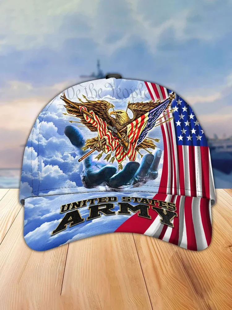 Unisex Casual Independence Day Us Army Print Cap
