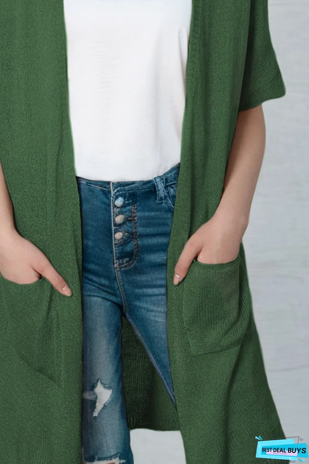 Open Front Sweater Cardigan with Pockets