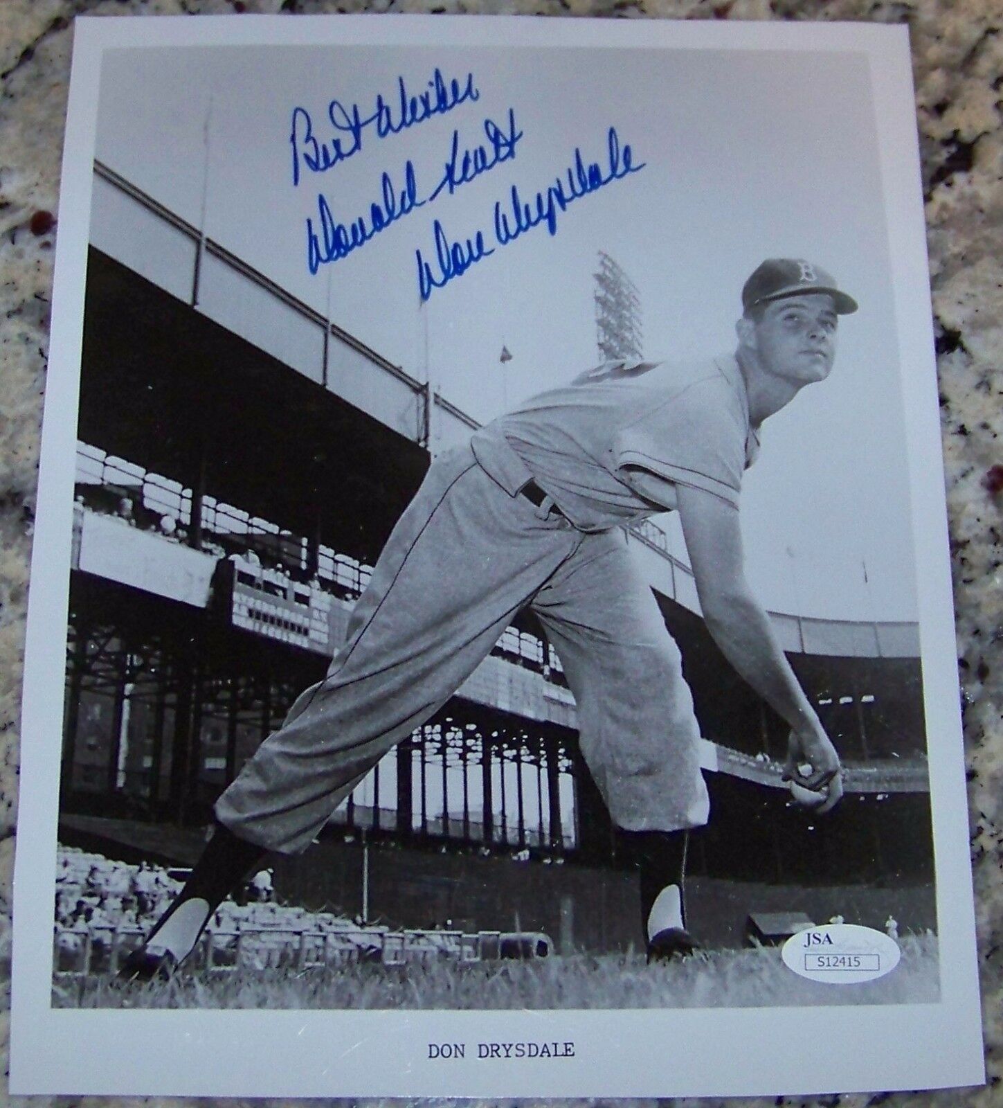 1 OF A KIND! Best Wishes Donald Scott Don Drysdale Signed Baseball Photo Poster painting JSA COA