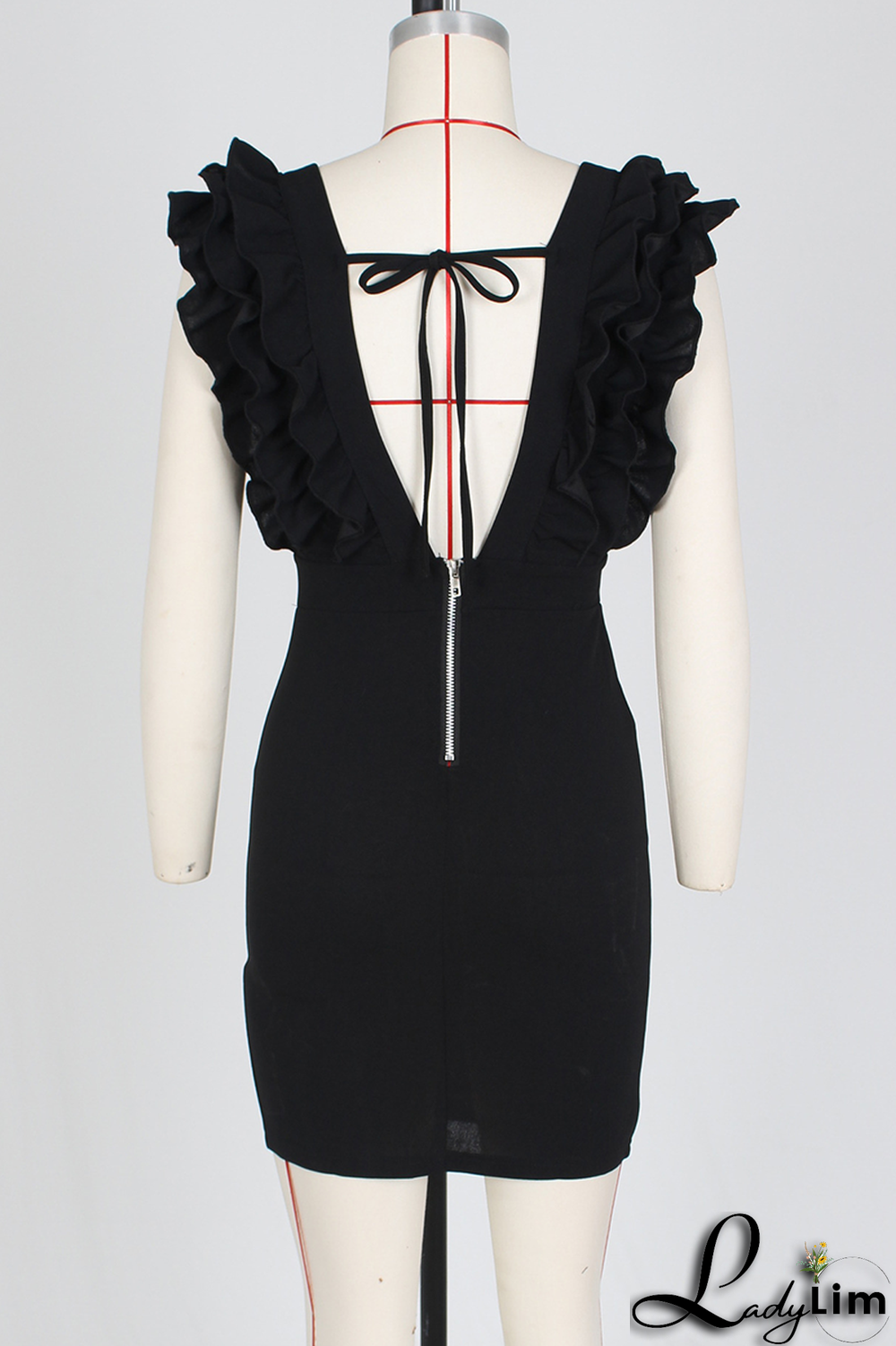 Blue Sexy Solid Stringy Selvedge V Neck Irregular Dress Dresses