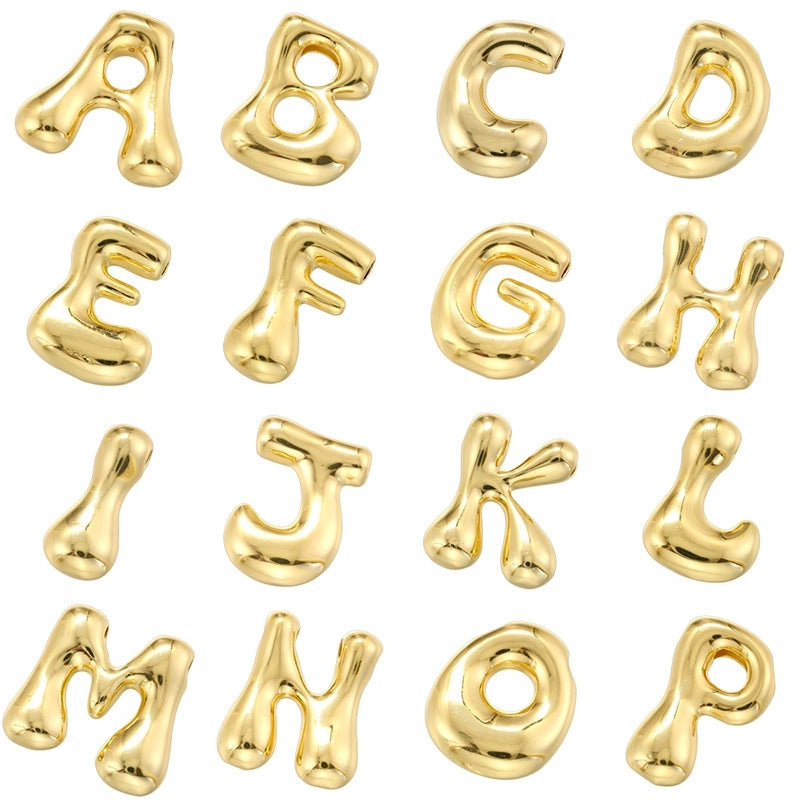 1 Piece 21mm Copper 18K Gold Plated Letter Beads