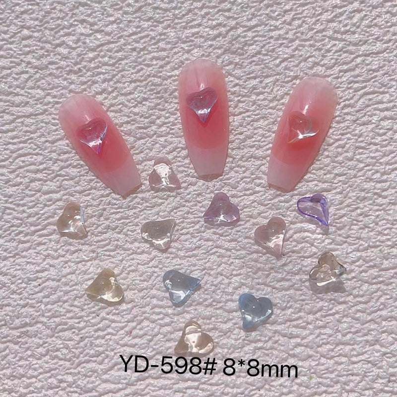 Cute Sweet Minimalist Heart Shape Resin Nail Decoration Accessories 20 PCS/Package