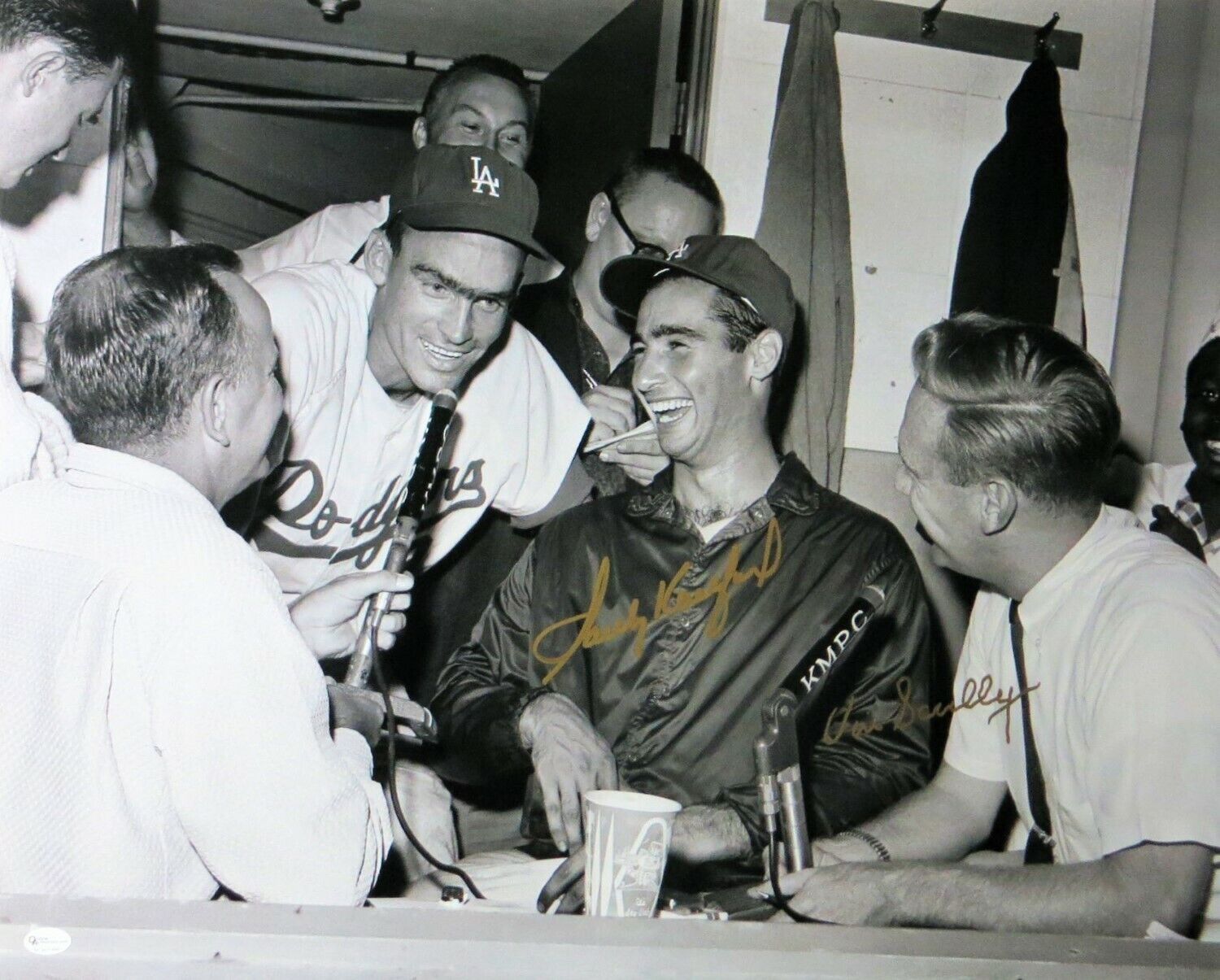 Sandy Koufax Vin Scully Dual Autographed 16X20 Photo Poster painting Dodgers Legends OA 8417699