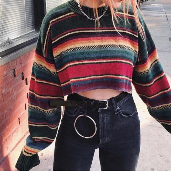 Women Sweaters New Winter Long-sleeved Tops Striped O-neck Knitted Sweater