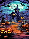 (30*70cm)Halloween Pumpkin Castle - Full Round Drill Diamond Painting