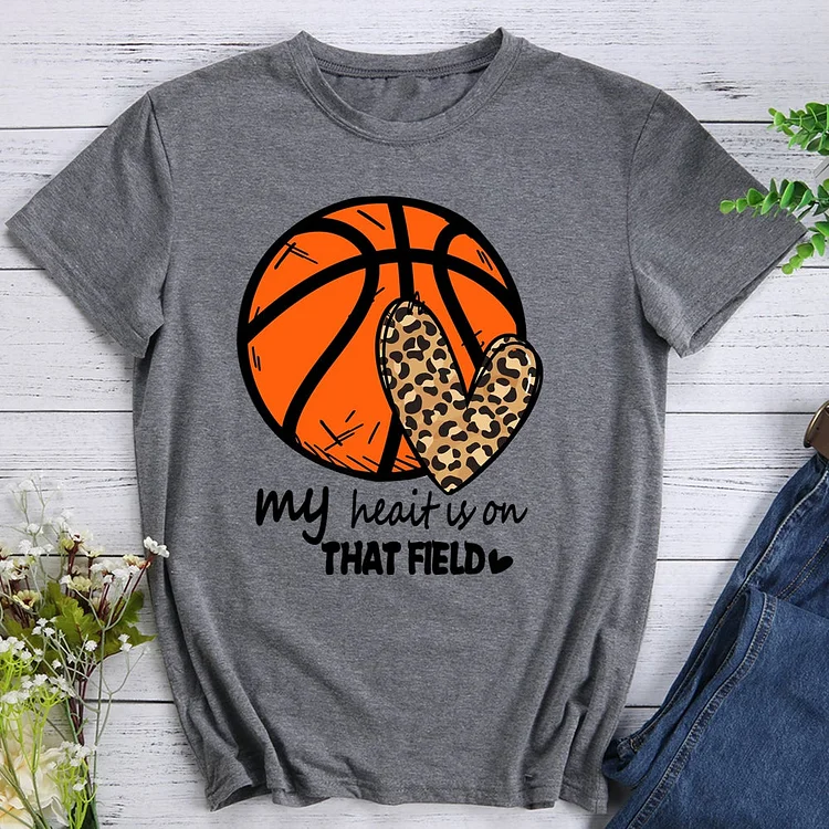 Baketball Mom My Heart is on That Field  T-Shirt Tee -010786