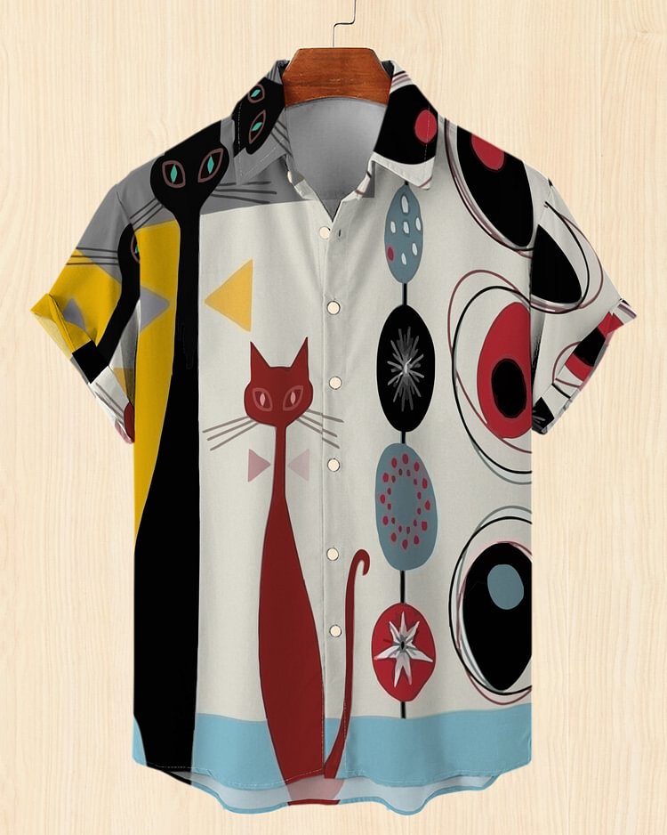 Abstract Print Pattern Casual Short-sleeved Shirt 4799