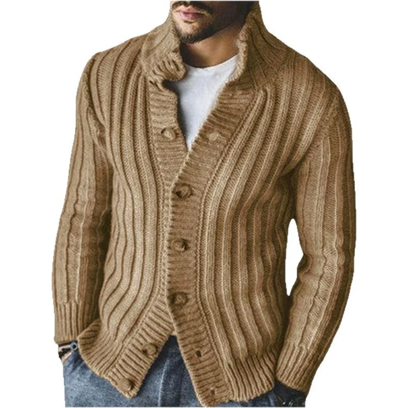Uveng Uveng Men's Casual Single-Row Buckle Knitted Sweater Clip Long-Sleeved Sweater Jacket Men's SY0057