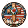 Diamond Painting Single-Sided Acrylic God Bless America - Cross Hanging Pendant Sun Catcher for Home Garden Wall Door