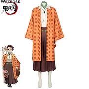 [Wetrose] In Stock Tanjirou Kamado Cosplay Costume  Kimetsu no Yaiba Coat Kimono Haori Fanart Doujin Set Halloween